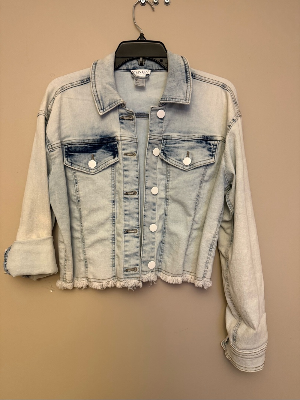 VENUS Light Blue & White Washed Denim Jacket